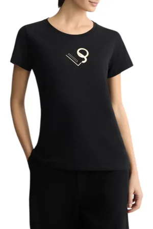 Liu Jo T-shirt in cotone manica corta con logo strass