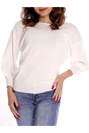 YES-ZEE Yes Zee maglia lurex con scollo a barchetta panna