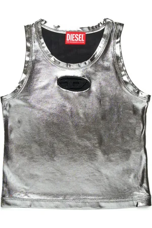 Diesel Canotta in jersey effetto laminato con logo cut out