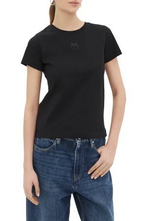 Pinko T-shirt manica corta Bussolotto con logo ricamato
