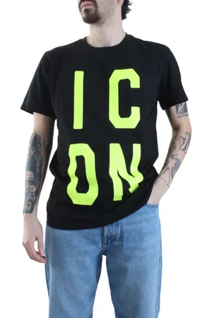 Icon Brand T-shirt manica corta con maxi logo giallo fluo