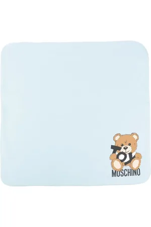 Moschino Copertina in cotone con stampa orsetto Toy celeste
