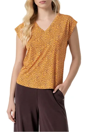 SURKANA T-shirt in fantasia con scollo a V