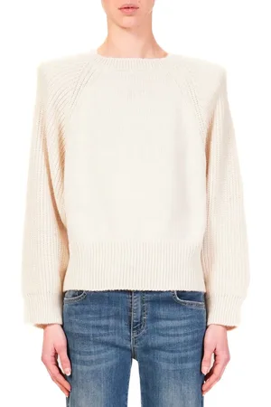 Haveone Maglia a costine con spalline panna