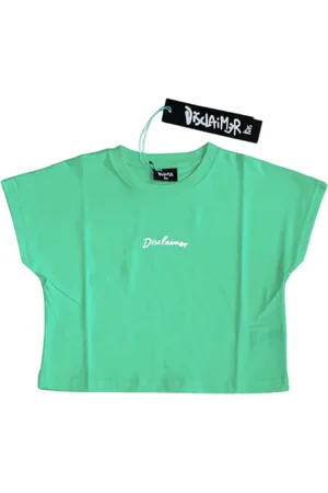 DISCLAIMER T-shirt crop con logo verde menta