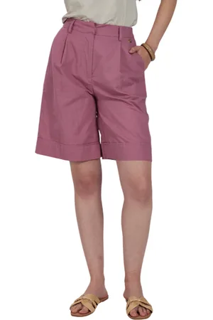 YES-ZEE Yes Zee bermuda in misto lino malva