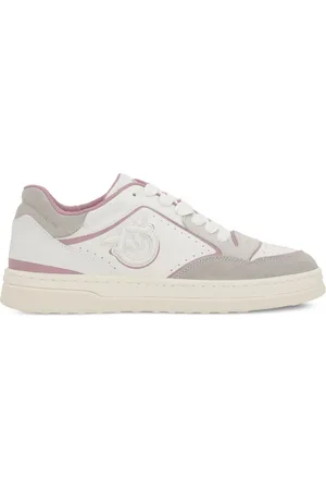 Pinko Sneakers Mandy in pelle e suede con logo grigio rosa