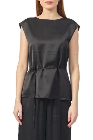 YES-ZEE Yes Zee blusa in satin di viscosa con cintina