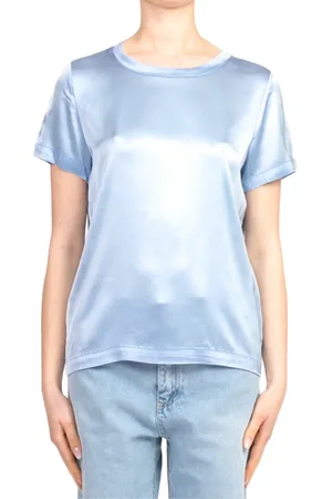 VICOLO T-shirt manica corta in raso celeste