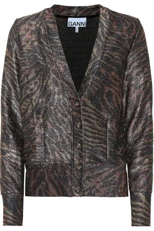 Ganni Cardigan tigrato in lamé