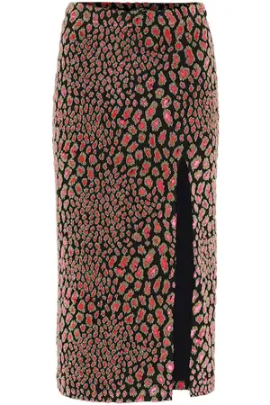 Caroline Constas Gonna midi Leo in velluto