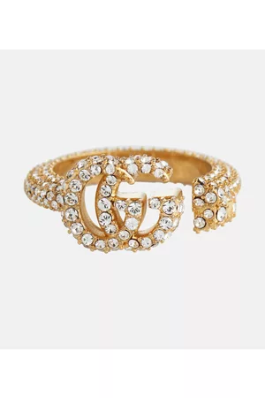 Gucci Donna Anelli - Anello doppia G con cristalli