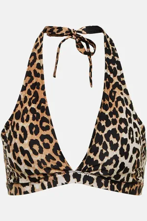 Ganni Top bikini con stampa leopardata