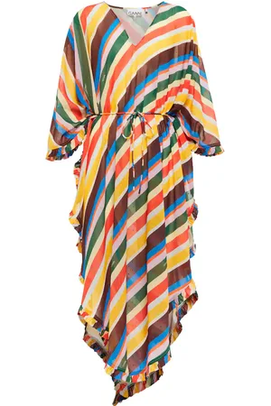 Ganni Abito lungo a righe in chiffon
