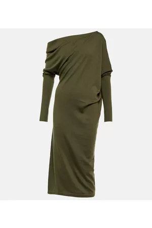 Tom Ford Abito midi in cashmere e seta con scollo bardot
