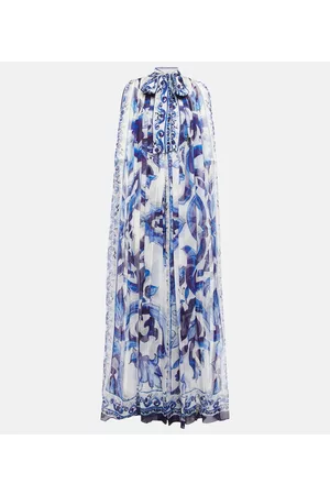 Dolce&Gabbana Abito lungo in chiffon di seta con stampa