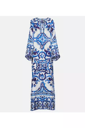 Dolce&Gabbana Caftano in twill di seta con stampa
