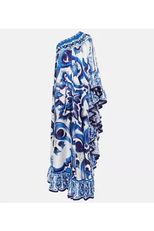 Dolce & Gabbana Abito lungo monospalla in twill di seta