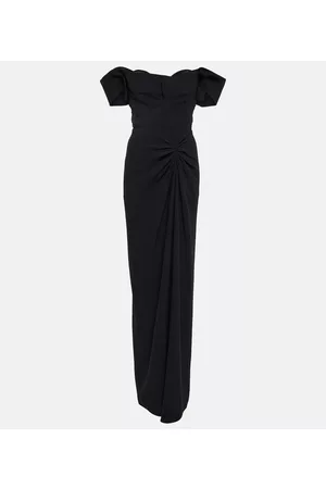 Alexander McQueen Abito lungo in crêpe con ruches