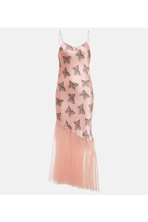 RODARTE Abito in raso di seta e tulle con stampa