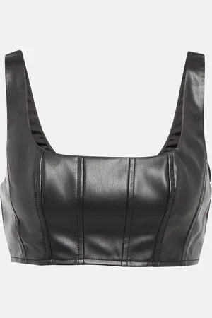 Staud Top cropped Wells effetto pelle
