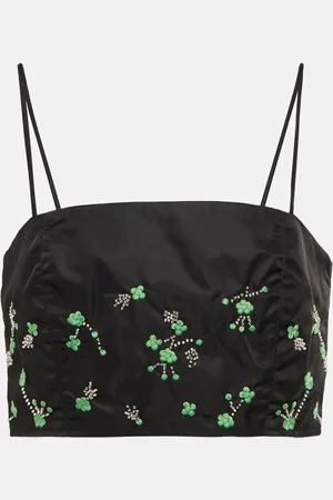 Ganni Top cropped con perline