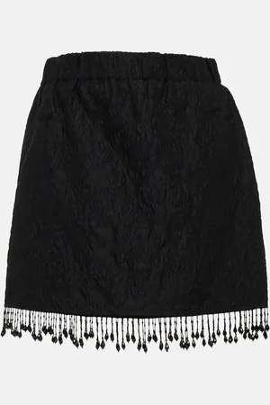 Ganni Minigonna in organza a vita alta con frange