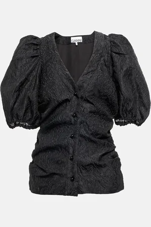 Ganni Blusa in maglia jacquard con scollo a V