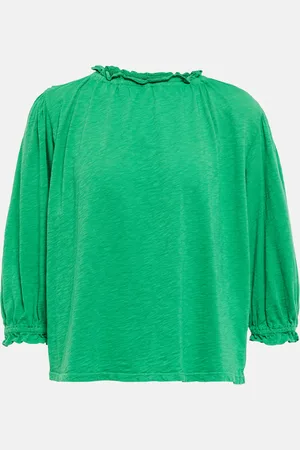 Velvet Top in cotone con ruches