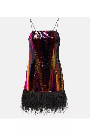 Rebecca Vallance Donna Vestiti paillettes - Miniabito con paillettes e piume