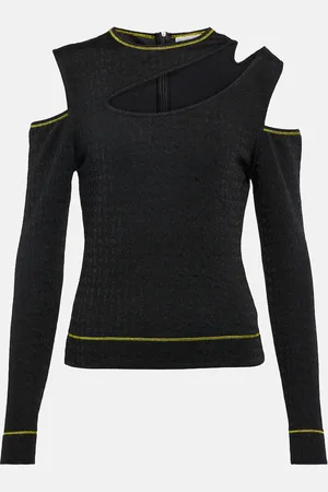 Ganni Top in jersey jacquard con cut-out