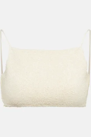 Loro Piana Top cropped in bouclé di seta