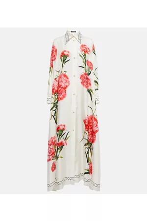 Dolce & Gabbana Donna Vestiti estivi - Caftano in twill di seta con stampa