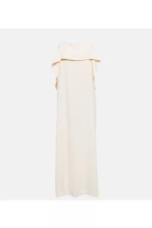 Totême Donna Vestiti lunghi - Abito sottoveste in twill con drappeggio