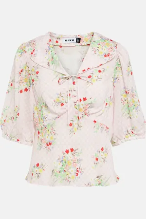 RIXO London Blusa Warner con fiocco e stampa