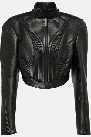 MUGLER Giacca in pelle cropped