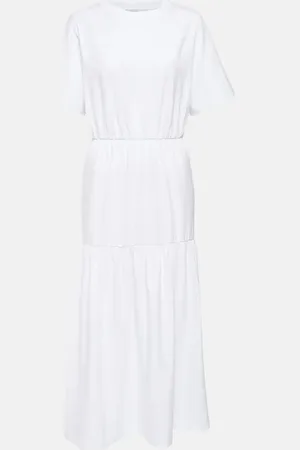 Max Mara Abito midi in jersey di cotone a balze