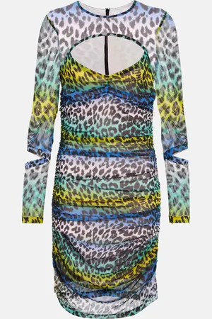 Ganni Miniabito in mesh con cut-out e stampa