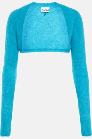 Ganni Cardigan cropped in misto lana e alpaca