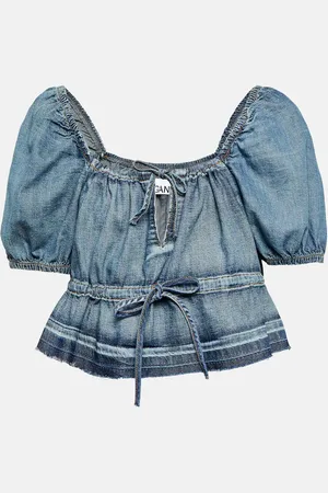 Ganni Top cropped in denim