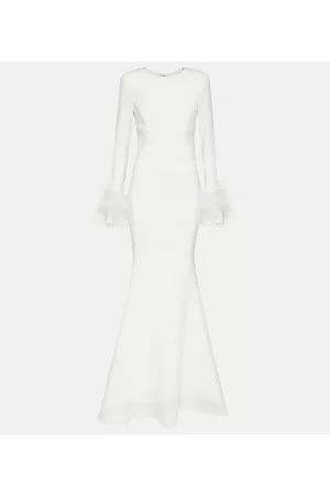 Rebecca Vallance Donna Vestiti lunghi - Abito lungo da sposa in crÃªpe con piume