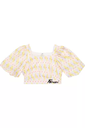 Fendi Bambina Camicie - Top cropped in cotone con stampa