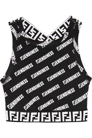 Fendi Bambina Camicie - Top cropped FF in jersey con logo
