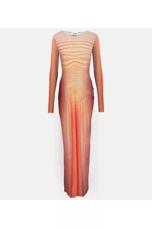 Jean Paul Gaultier Donna Vestiti lunghi - Abito lungo in mesh a righe