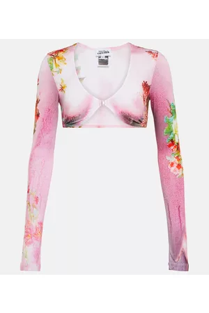 Jean Paul Gaultier Donna Top cropped Flower Collection con stampa