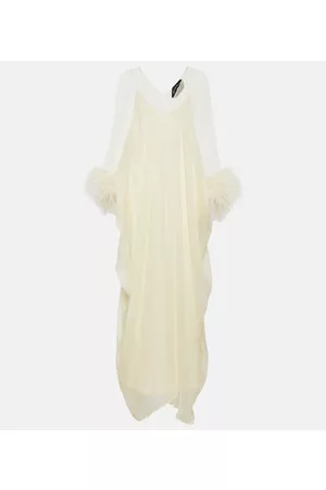 ‎Taller Marmo‎ Donna Vestiti in seta - Abito lungo in seta con piume