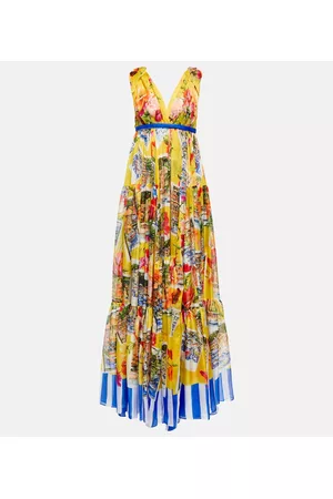 Dolce & Gabbana Donna Vestiti in seta eleganti - Abito lungo in chiffon di seta con stampa