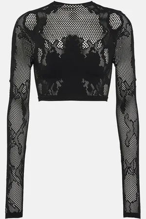 DION LEE Top Cobra cropped in pizzo