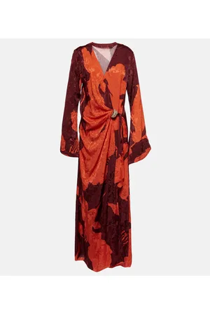 JOHANNA ORTIZ Abito lungo in jacquard con stampa
