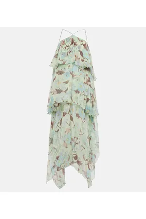 Stella McCartney Abito lungo in seta con stampa